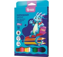 Набор цветных карандашей Schoolformat SMART DINO 18 цветов шестигранные дерево КЦ18-СД