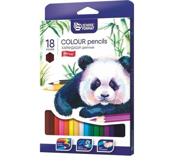 Набор цветных карандашей Schoolformat ANIMALS 18 цветов шестигранные дерево КЦ18-ТЖ 1