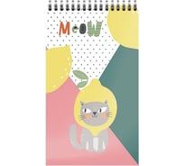 Блокнот Schoolformat КОТО-ФРУКТЫ А7 40 листов, клетка, гребень, мелованный картон, глянцевая ламинация БЛ7-КФР