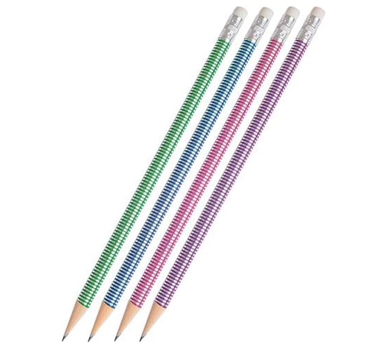 Чернографитный карандаш Schoolformat SILVER LINES НВ с ластиком заточенный круглый, 48 шт КЧ-SL-HB 1