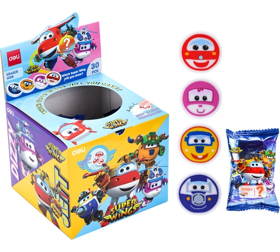 Ластик DELI EH318 Super Wings 30x10 мм ассорти 1901011
