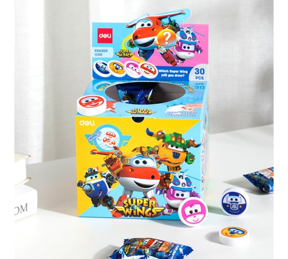 Ластик DELI EH318 Super Wings 30x10 мм ассорти 1901011