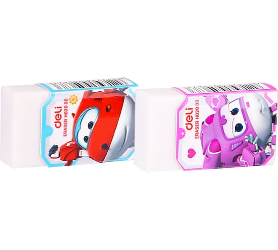 Ластик DELI EH02000 Super Wings 45x25x12 мм белый картонный дисплей 1804863