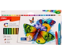 Восковые мелки DELI EC20020 Color Emotion трехгранные 24 цвета картонная коробка с европодвесом 410955