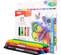 Восковые мелки DELI EC20000 Color Emotion трехгранные 12 цветов картонная коробка с европодвесом 410950