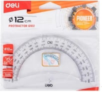 Транспортир DELI Pioneer EG10212 пластик 12 см прозрачный градуировка УФ чернила европодвес 475567