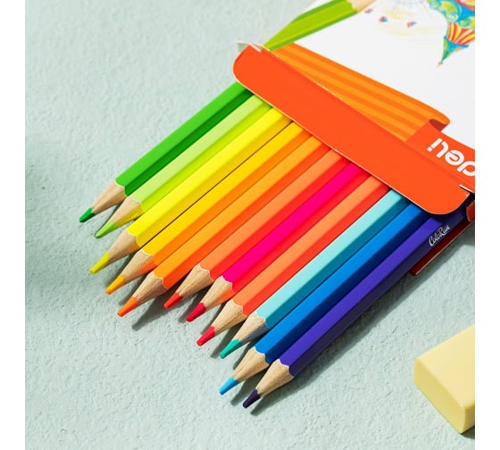 Карандаши цветные DELI EC128-12 ColoRun шестигранный дерево 12 цветов коробка/европодвес 12 шт 1905952