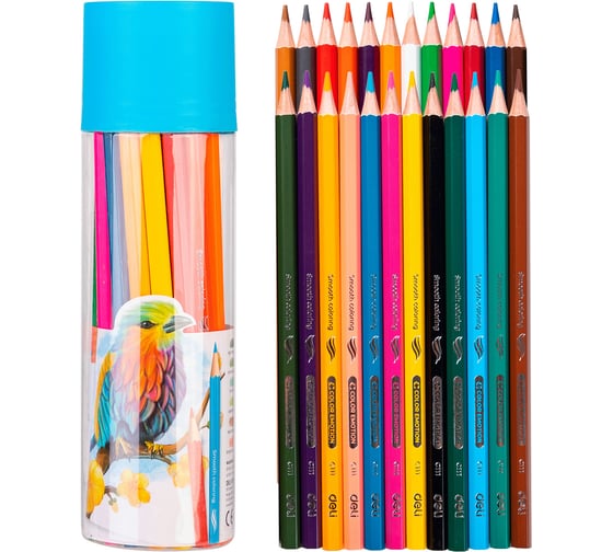 Карандаши цветные DELI EC111-24 Color Emotion шестигранный липа 24 цвета тубус пластиковый 24 шт 1478873