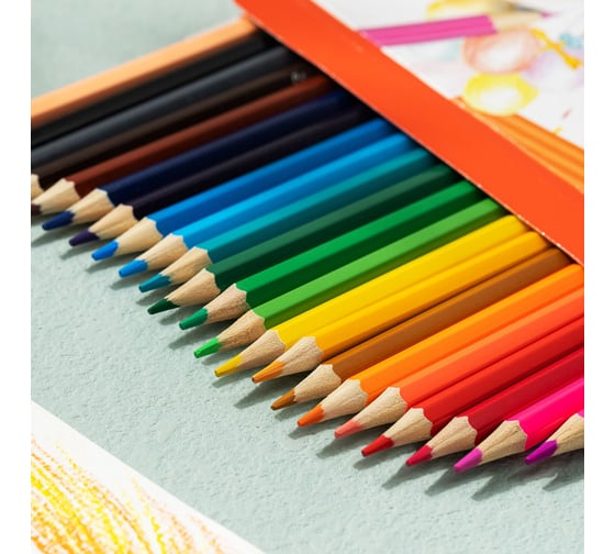 Карандаши цветные DELI EC130-24 ColoRun шестигранный дерево 24 цвета коробка/европодвес 24 шт 1905949