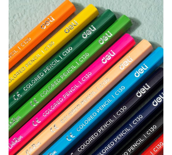 Карандаши цветные DELI EC130-24 ColoRun шестигранный дерево 24 цвета коробка/европодвес 24 шт 1905949