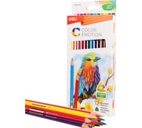 Карандаши цветные DELI EC00200 Color Emotion трехгранный липа 12 цветов коробка/европодвес 12 шт 458037