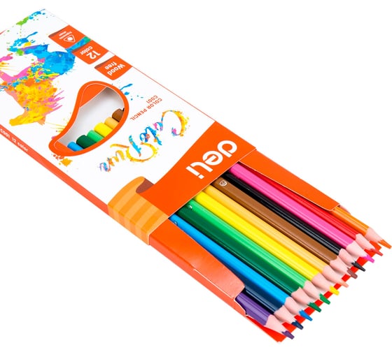 Карандаши цветные DELI EC00100 ColoRun трехгранный пластик 12 цветов коробка/европодвес 12 шт 410858
