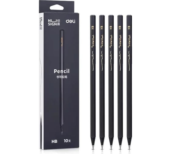 Карандаш чернографитный DELI NS722-HB Nusign HB шестигранный 10 шт 1688288