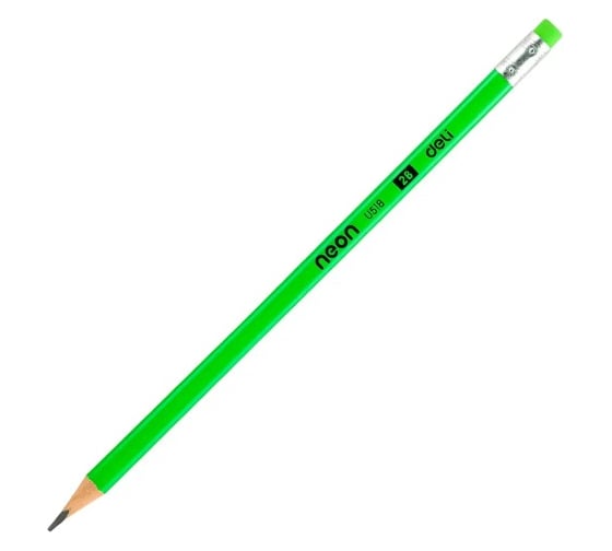 Карандаш чернографитный DELI Neon EU51800 2B трехгранный тополь картонная коробка 12 шт ластик 1054874