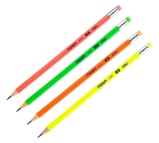 Карандаш чернографитный DELI Neon EU51800 2B трехгранный тополь картонная коробка 12 шт ластик 1054874