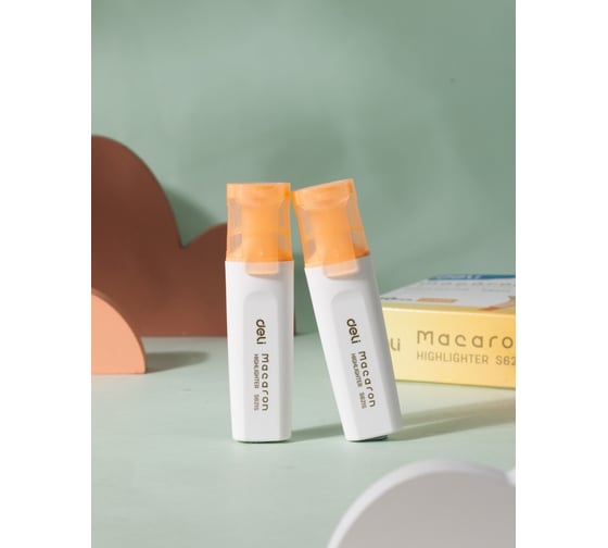 Текстовыделитель DELI ES621Sorange Macaron скошенный пишущий наконечник 1-5 мм оранжевый 1658054