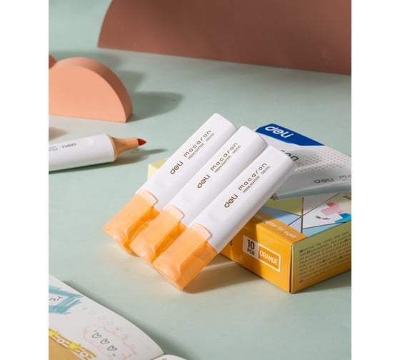 Текстовыделитель DELI ES621Sorange Macaron скошенный пишущий наконечник 1-5 мм оранжевый 1658054