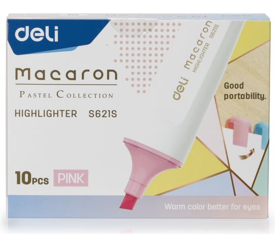 Текстовыделитель DELI ES621Spink Macaron скошенный пишущий наконечник 1-5 мм розовый 1658055