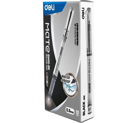 Ручка-роллер DELI EQ400-BK чернила черные линия 0.5 мм 1658042