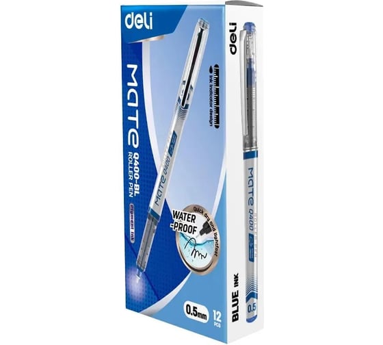Ручка-роллер DELI EQ400-BL чернила синие линия 0.5 мм 1658046