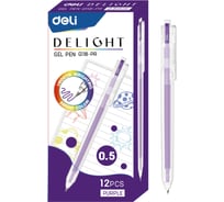Ручка гелевая DELI ght EG118-PR корпус прозрачный чернила фиолетовые линия 0.5 мм 1657647