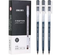 Ручка гелевая DELI A116-BK корпус прозрачный чернила черные линия 0.5 мм 1809127