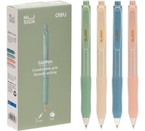 Ручка гелевая DELI Nusign ENS576-BL автоматическая корпус ассорти чернила синие линия 0.5 мм резиновая манжета 1809399