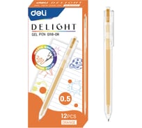 Ручка гелевая DELI ght EG118-OR автоматическая корпус прозрачный чернила оран. линия 0.5 мм 1657623