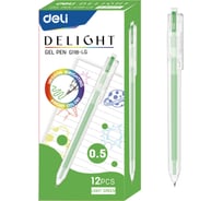 Ручка гелевая DELI ght EG118-LG автоматическая корпус прозрачный чернила салатовые линия 0.5 мм 1657537