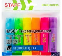Набор текстовыделителей 6 НЕОНОВЫХ ЦВЕТОВ, EVERYDAY HL-707, линия 1-5 мм, Staff 152550