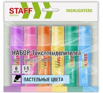 Набор текстовыделителей 6 ПАСТЕЛЬНЫХ ЦВЕТОВ, EVERYDAY HL-707, линия 1-5 мм, Staff 152551