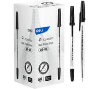 Ручка шариковая DELI P1-Classic EQ6-BK корпус прозрачный диаметр 0.7 мм чернила черные 1901157