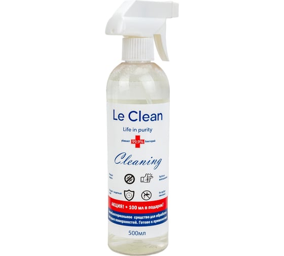 Антибактериальное средство для обработки твердых поверхностей Le Clean CLEANING жидкость 500 ml LC CL500T