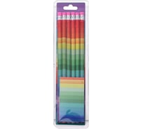 Набор чернографитных карандашей с ластиком Calligrata НВ Радуга 6 штук 5465256