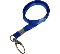 Лента для бейджа Calligrata ширина 9 мм, длина-80 см с широким металлическим карабином, синяя 4643705