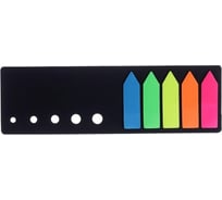 Блок-закладки с липким краем Calligrata Стрелки пластик, 25 листов, 5 цветов, флуоресцентный, 12х42 мм, в черной книжке 5491855