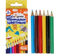 Карандаши Calligrata 6 цветов, мини, в картонной коробке, деревянные, треугольные 1014630