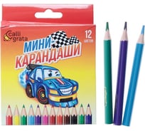 Карандаши Calligrata Машинка 12 цветов, мини, в картонной коробке 712038