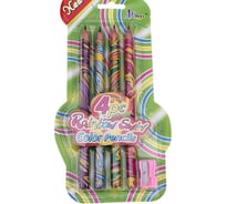 Многоцветные толстые заточенные карандаши Calligrata 4 цвета, в блистере, с точилкой 649386