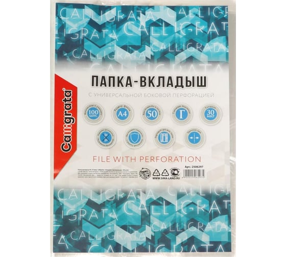 Файл-вкладыш Calligrata Премиум А4 30 мкм, глянцевый, 100 шт 2506297