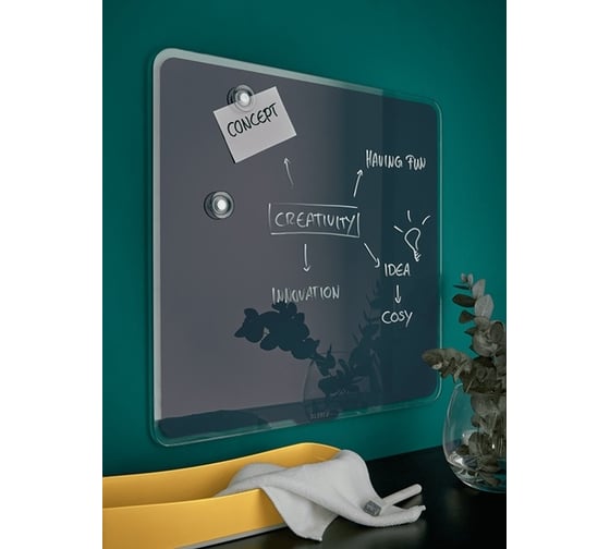 Магнитно-маркерная стеклянная доска LEITZ Cosy 45x45 см, серый 70440089