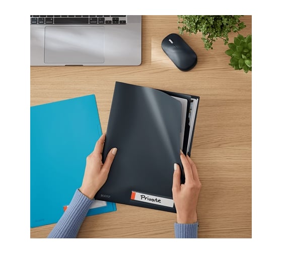 Папка-уголок LEITZ Cosy soft touch с разделителями на 3 отделения, 3 шт в упаковке, серый 47160089