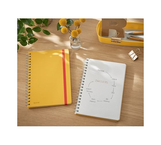 Блокнот LEITZ Cosy soft touch на пружинке, формат B5, в клетку, желтый 44840019