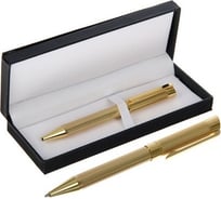 Поворотная шариковая подарочная ручка Calligrata VIP в кожзам футляре, корпус золотой 2415298