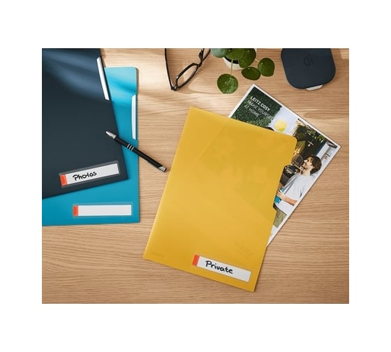 Папка-уголок LEITZ Cosy soft touch с адресной строкой, 3 шт в упаковке, желтый 47080019