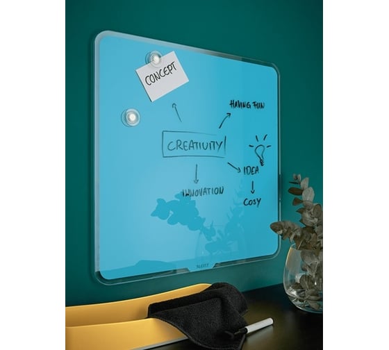 Магнитно-маркерная стеклянная доска LEITZ Cosy 45x45 см, синий 70440061