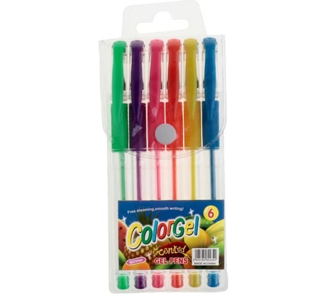 Набор гелевых ручек Calligrata 6 цветов флуоресцентные, с резиновыми держателями, в блистере 546746
