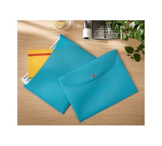 Папка-конверт LEITZ Cosy soft touch с 2-мя карманами, 3 шт в упаковке синий 47090061