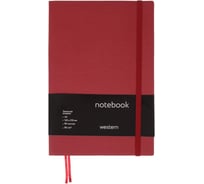 Колледж-тетрадь Calligrata Western А5, 80 листов в клетку, кожзам, красный срез, с резинкой, красный 5498130