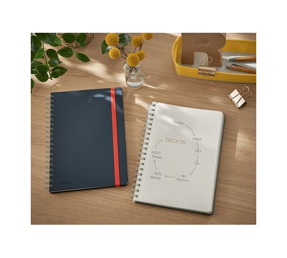 Блокнот LEITZ Cosy soft touch на пружинке, формат B5, в клетку, серый 44840089